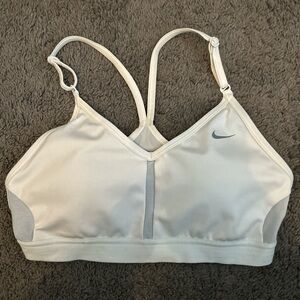 Nike white v-neck padded Sports Bra